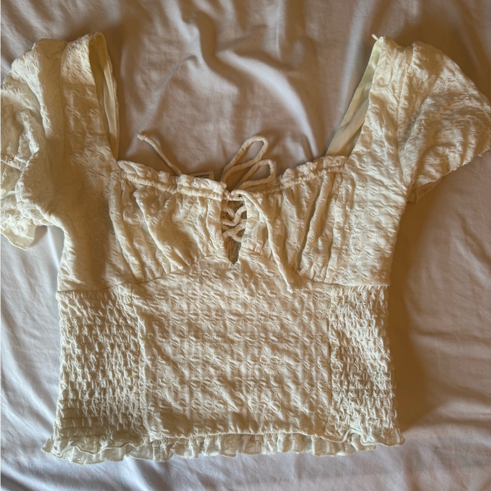 Cream Milkmaid Crop Top